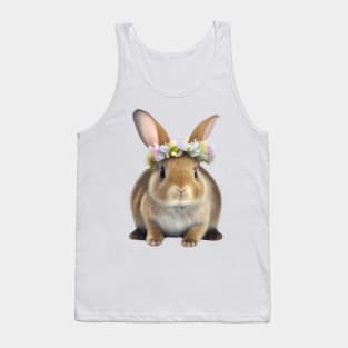 Baby Rabbit with Colorful Floral Crown Tank Top